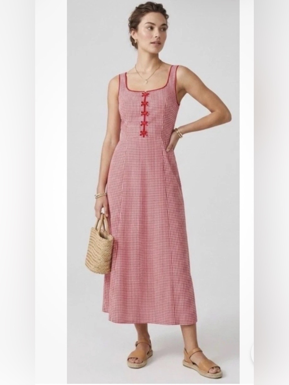 Rachel Zoe Red Gingham Maxi Dress